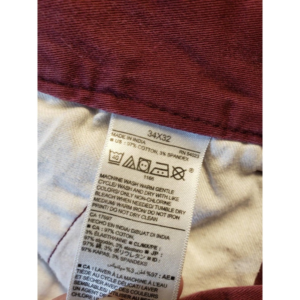 Old Navy Pants Mens Red 34x32 Stretch Career Work Straight Chino Preppy Slim - Picture 4 of 12
